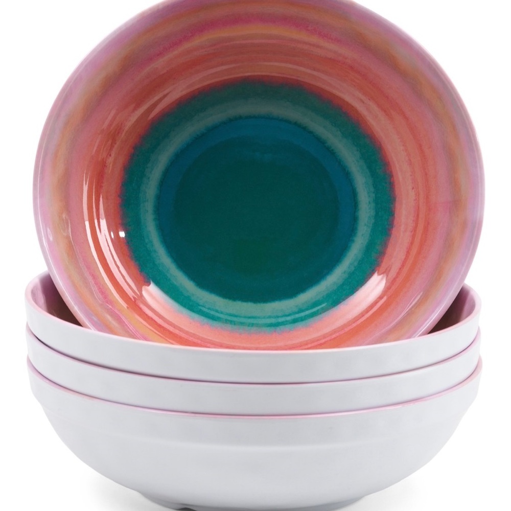 NWT Rachel Roy Watercolor Sunset Melamine Bowls
